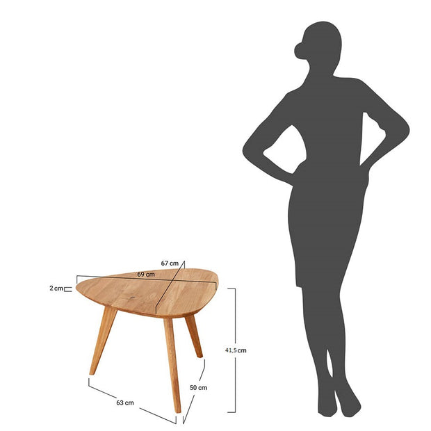 Oval oak coffee table 67x69 cm Orbetello