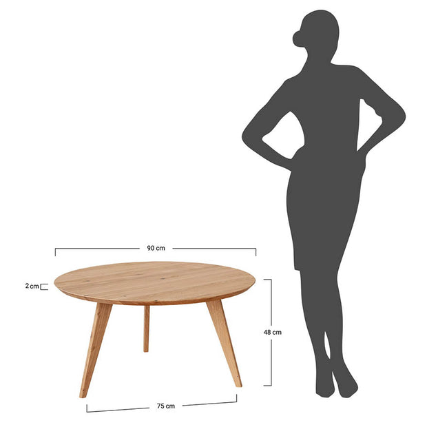 Round oak coffee table 90 cm Orbetello