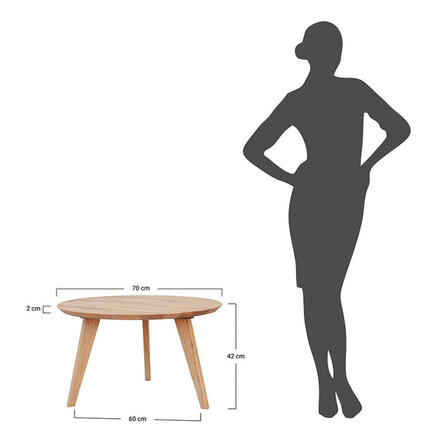 Round oak coffee table 70 cm Orbetello