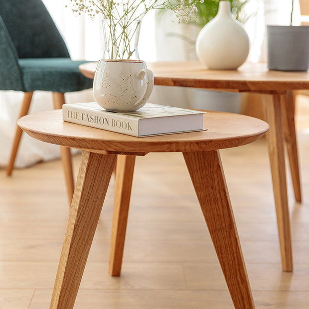Round oak coffee table 50 cm Orbetello