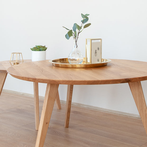Round oak coffee table 90 cm Orbetello
