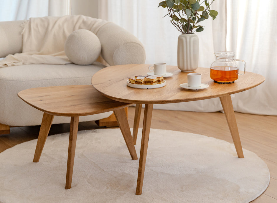 Oval oak coffee table 95x96 cm Orbetello