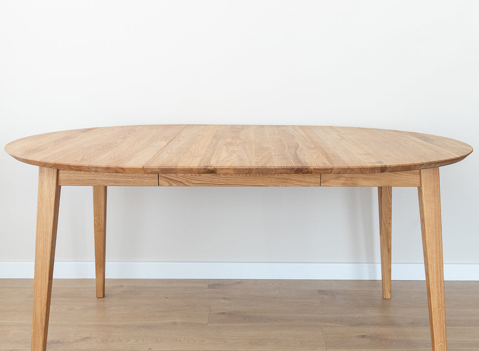 Round oak table 110 cm to 160 cm extendable Orbetello