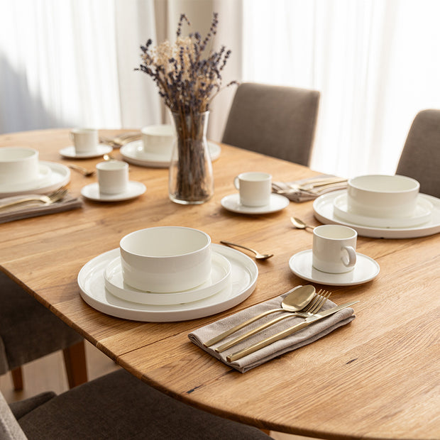 Round oak table 110 cm to 210 cm extendable Orbetello