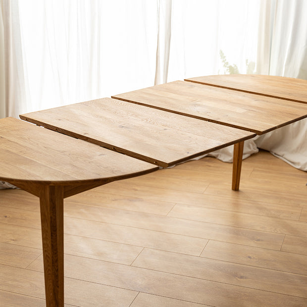 Round oak table 110 cm to 210 cm extendable Orbetello