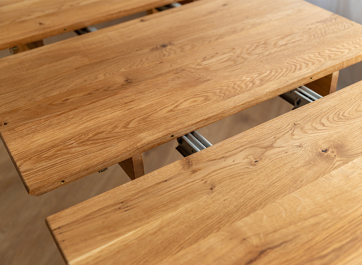 Round oak table 110 cm to 160 cm extendable Orbetello