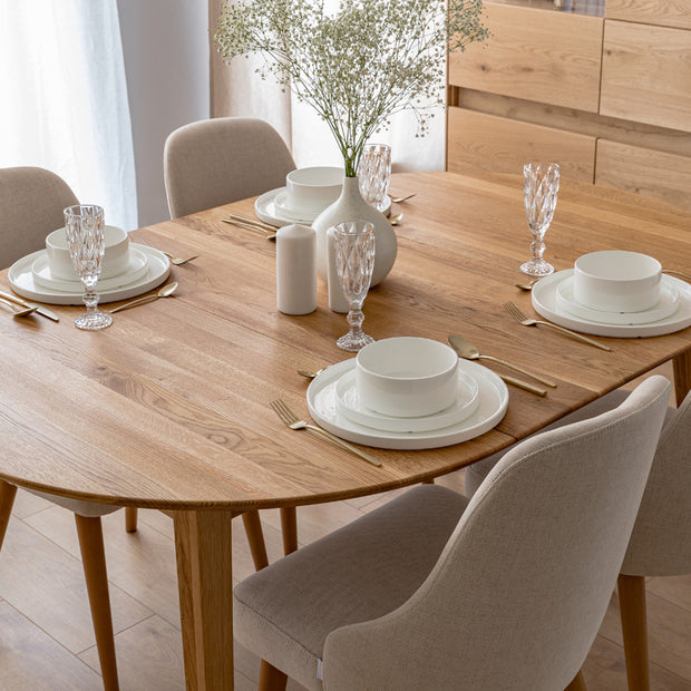 Round oak table 90 cm to 190 cm extendable Orbetello