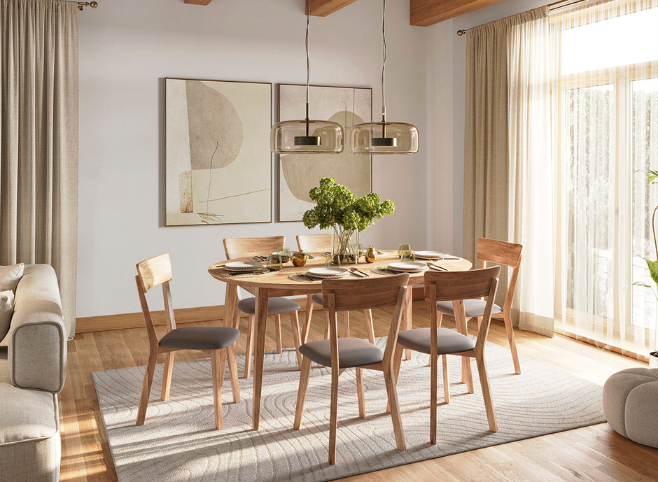 Round oak table 110 cm to 160 cm extendable Orbetello